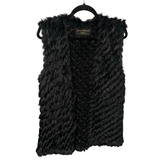 Linda Richards Luxury 100% Rabbit Fur Vest Black Womens Large AS IS - Picture 1 of 6